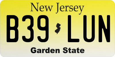 NJ license plate B39LUN