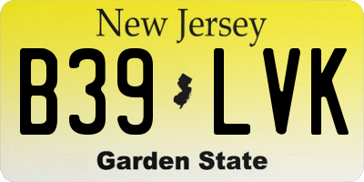 NJ license plate B39LVK