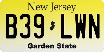 NJ license plate B39LWN