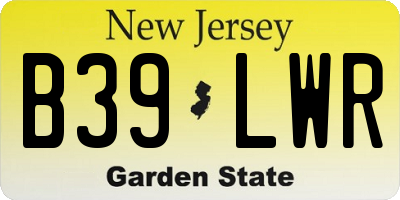 NJ license plate B39LWR