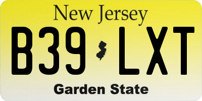 NJ license plate B39LXT