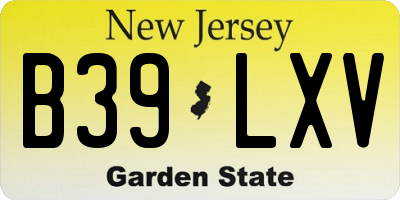 NJ license plate B39LXV