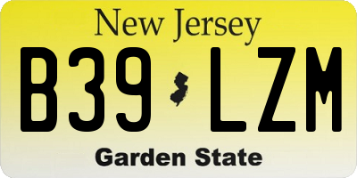 NJ license plate B39LZM