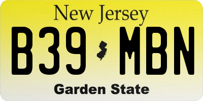 NJ license plate B39MBN