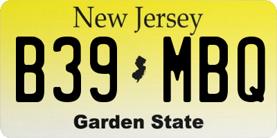 NJ license plate B39MBQ