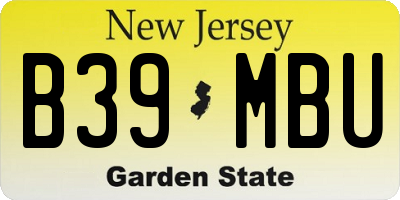 NJ license plate B39MBU