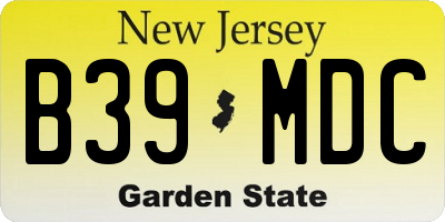 NJ license plate B39MDC