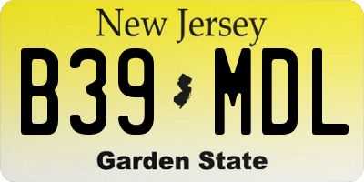 NJ license plate B39MDL