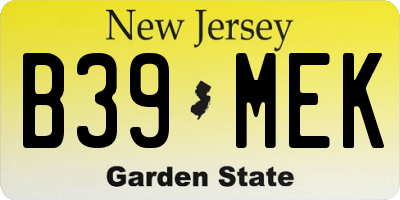 NJ license plate B39MEK