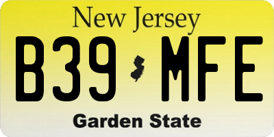 NJ license plate B39MFE