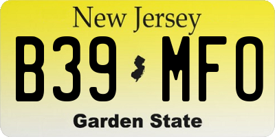 NJ license plate B39MFO
