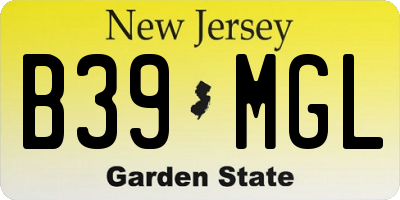 NJ license plate B39MGL