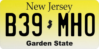 NJ license plate B39MHO