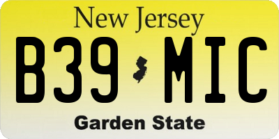 NJ license plate B39MIC