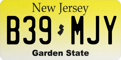 NJ license plate B39MJY