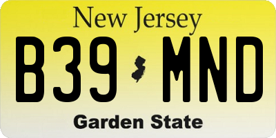 NJ license plate B39MND