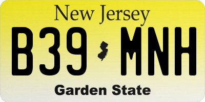 NJ license plate B39MNH