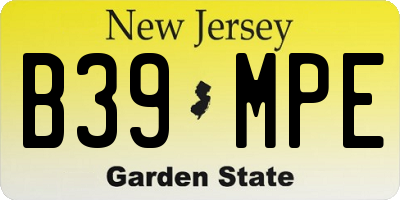 NJ license plate B39MPE