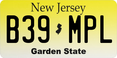 NJ license plate B39MPL
