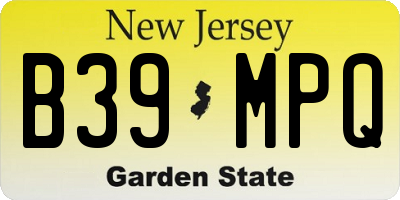 NJ license plate B39MPQ
