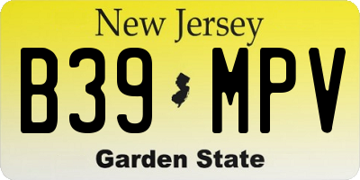 NJ license plate B39MPV
