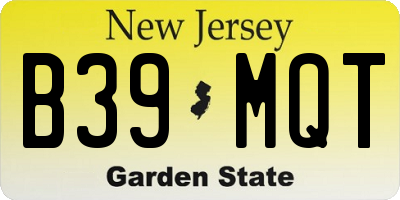 NJ license plate B39MQT