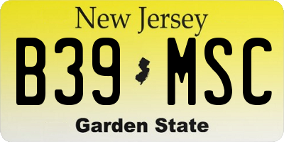 NJ license plate B39MSC