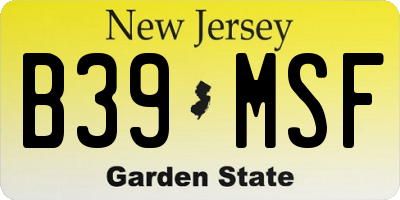 NJ license plate B39MSF