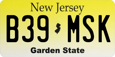 NJ license plate B39MSK