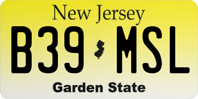 NJ license plate B39MSL