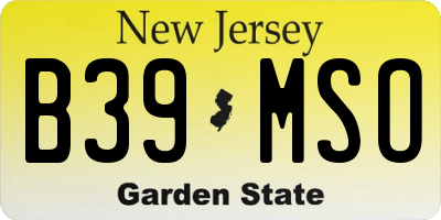 NJ license plate B39MSO