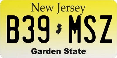 NJ license plate B39MSZ