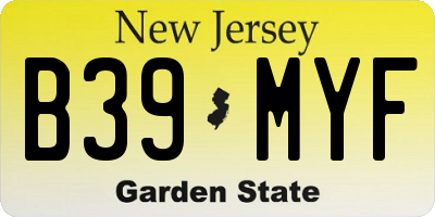 NJ license plate B39MYF