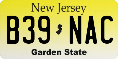 NJ license plate B39NAC