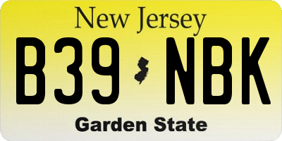 NJ license plate B39NBK