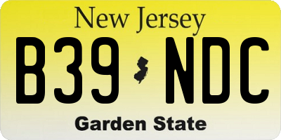 NJ license plate B39NDC