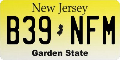 NJ license plate B39NFM