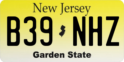 NJ license plate B39NHZ