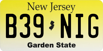 NJ license plate B39NIG