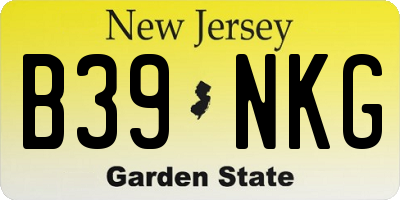 NJ license plate B39NKG
