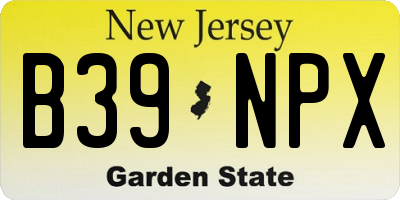 NJ license plate B39NPX