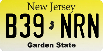 NJ license plate B39NRN