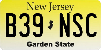 NJ license plate B39NSC