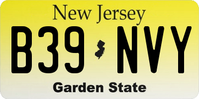 NJ license plate B39NVY