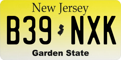 NJ license plate B39NXK