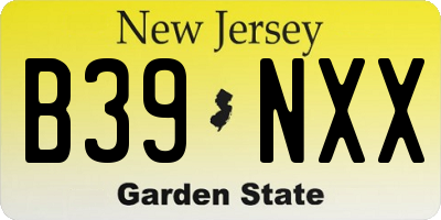 NJ license plate B39NXX