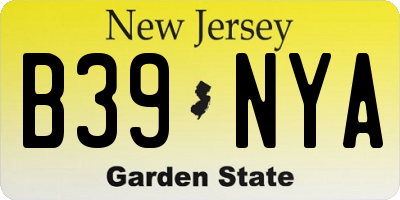 NJ license plate B39NYA