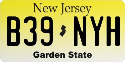 NJ license plate B39NYH