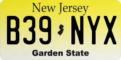 NJ license plate B39NYX