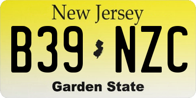 NJ license plate B39NZC